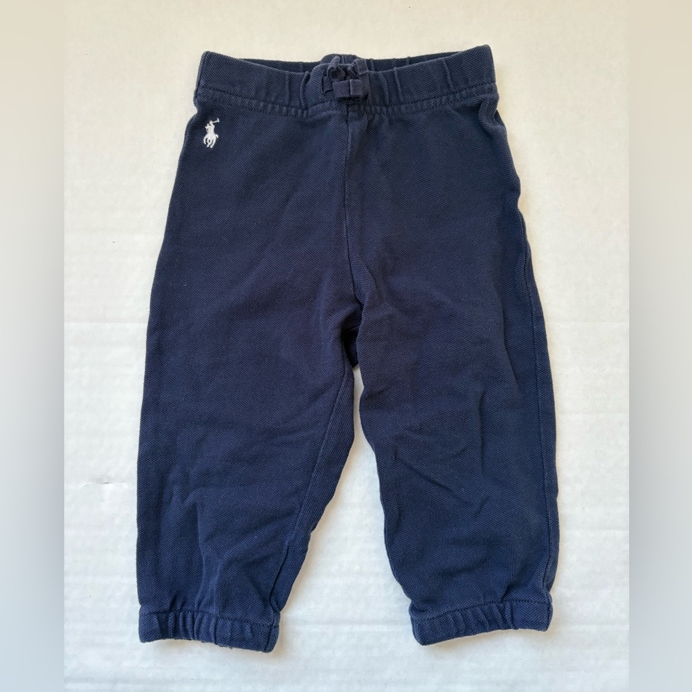 Ralph Lauren Baby Boys Navy Blue Sweat Pants 100% Cotton 12M Elastic Tie Waist